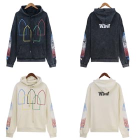 WHO DECIDES WAR Washed and distressed retro printed casual hooded sweatshirt-1619